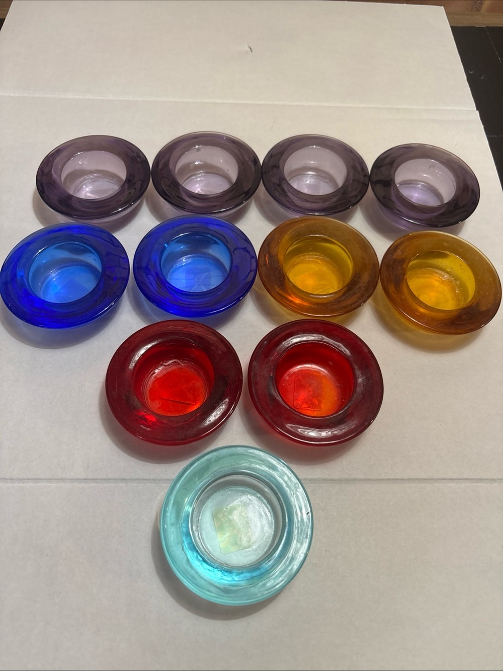 Crate & Barrel Multicolor Glass Candle Holder Tea Light Votive Vintage Set 11